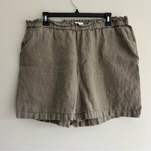 Pure Jill Sage Green Linen Shorts Large